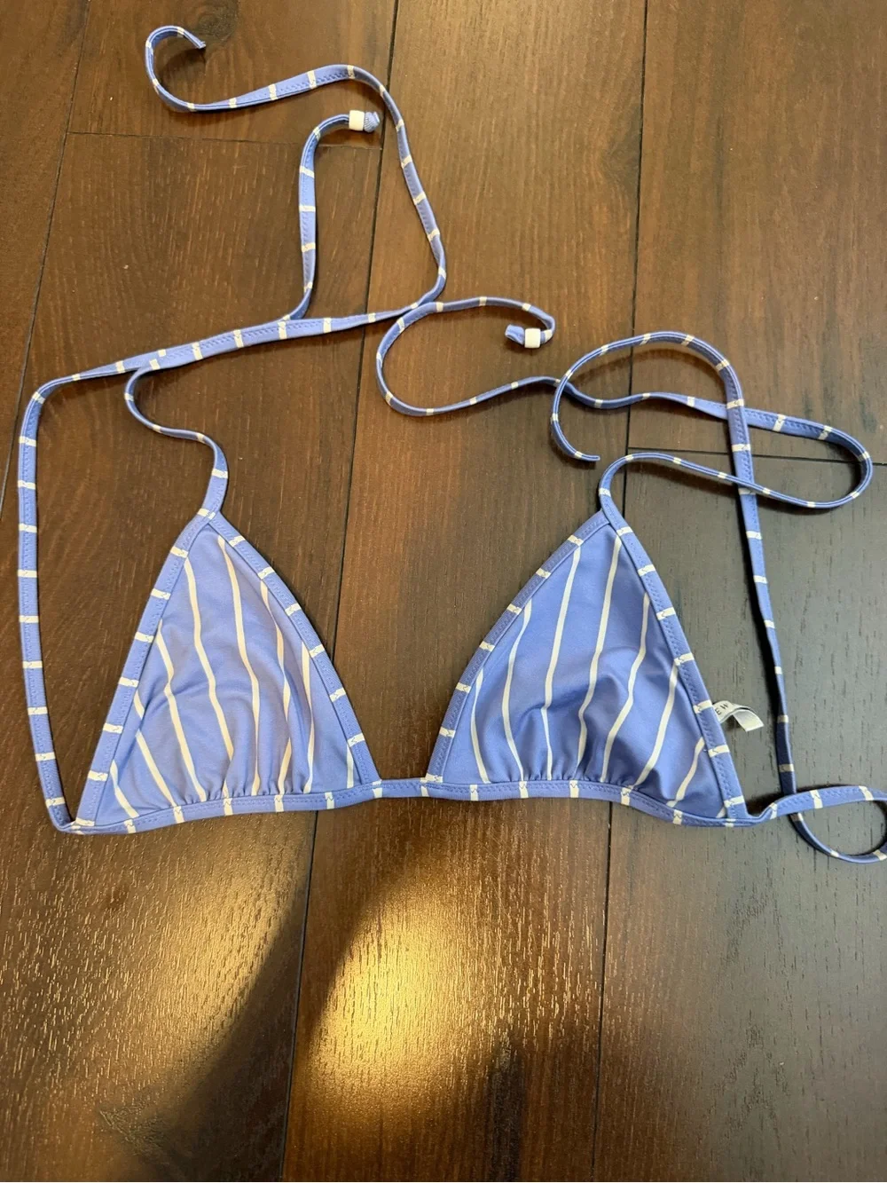 J.Crew Playa String Bikini Top small swim triangle blue stripe bathing suit